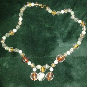 Beaded heart glass charms necklace